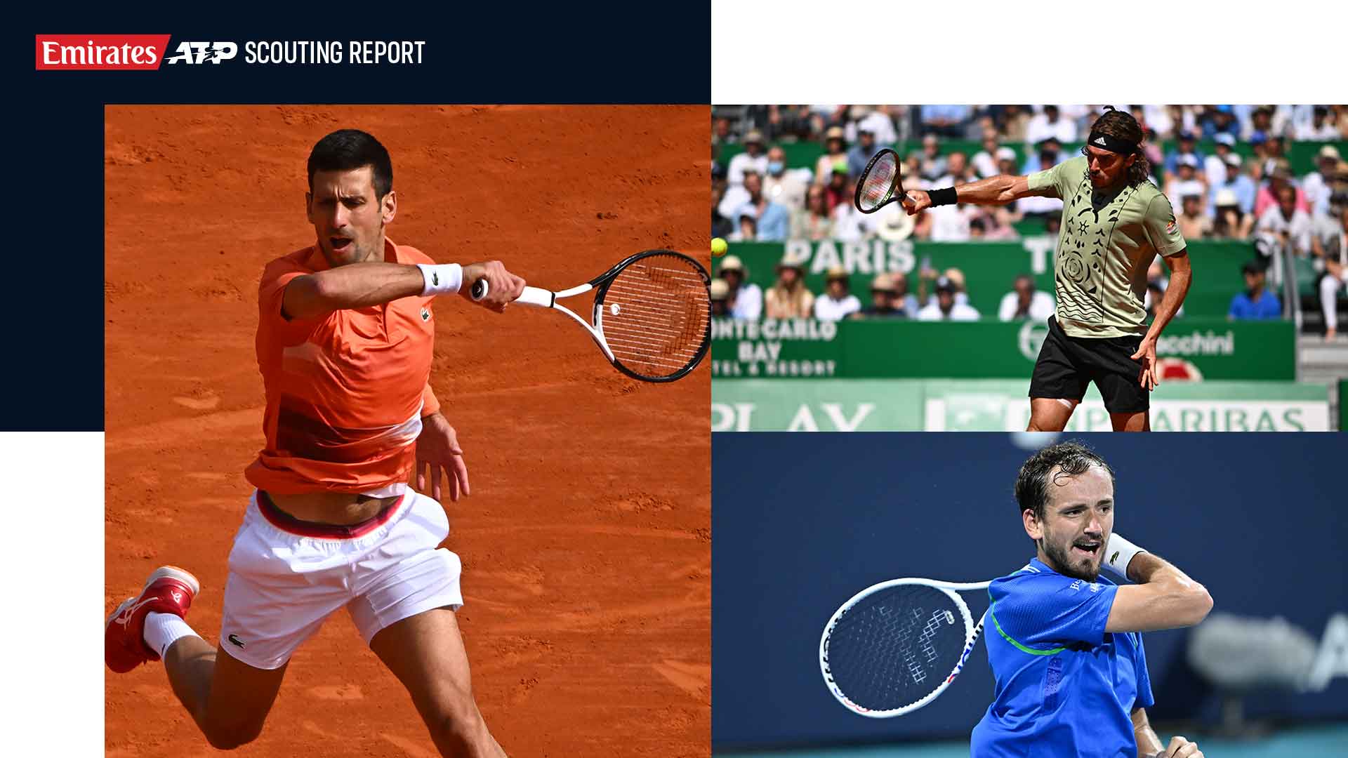 Novak Djokovic, Stefanos Tsitsipas y Daniil Medvedev participan en Montecarlo.