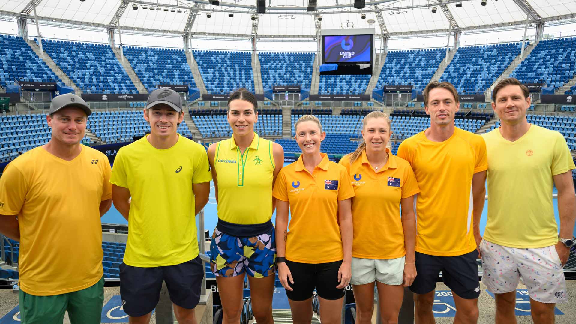 Lleyton Hewitt, Alex de Minaur, Ajla Tomljanovic, Storm Sanders, Ellen Perez, John Millman and Matthew Ebden aim to bring Australia glory at the United Cup.