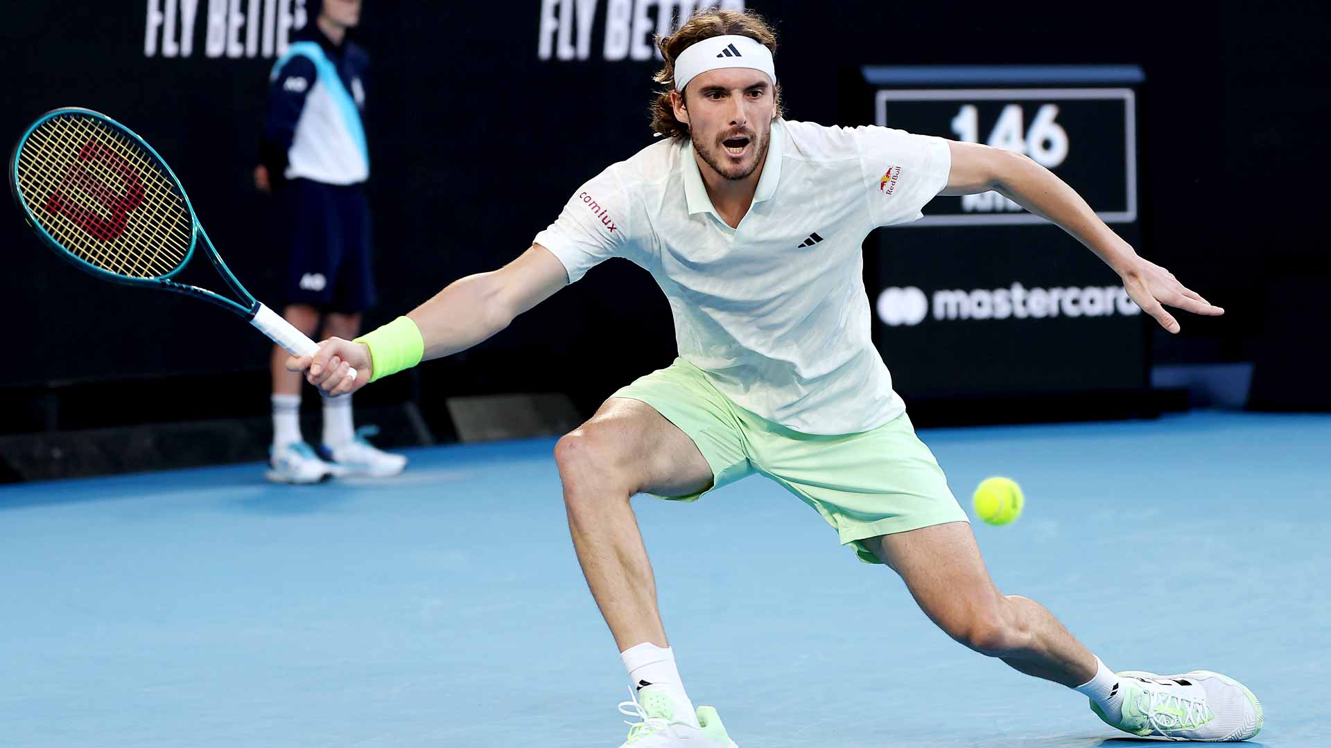 Stefanos Tsitsipas in second-round action against Stefanos Tsitsipas on Wednesday at the Australian Open.