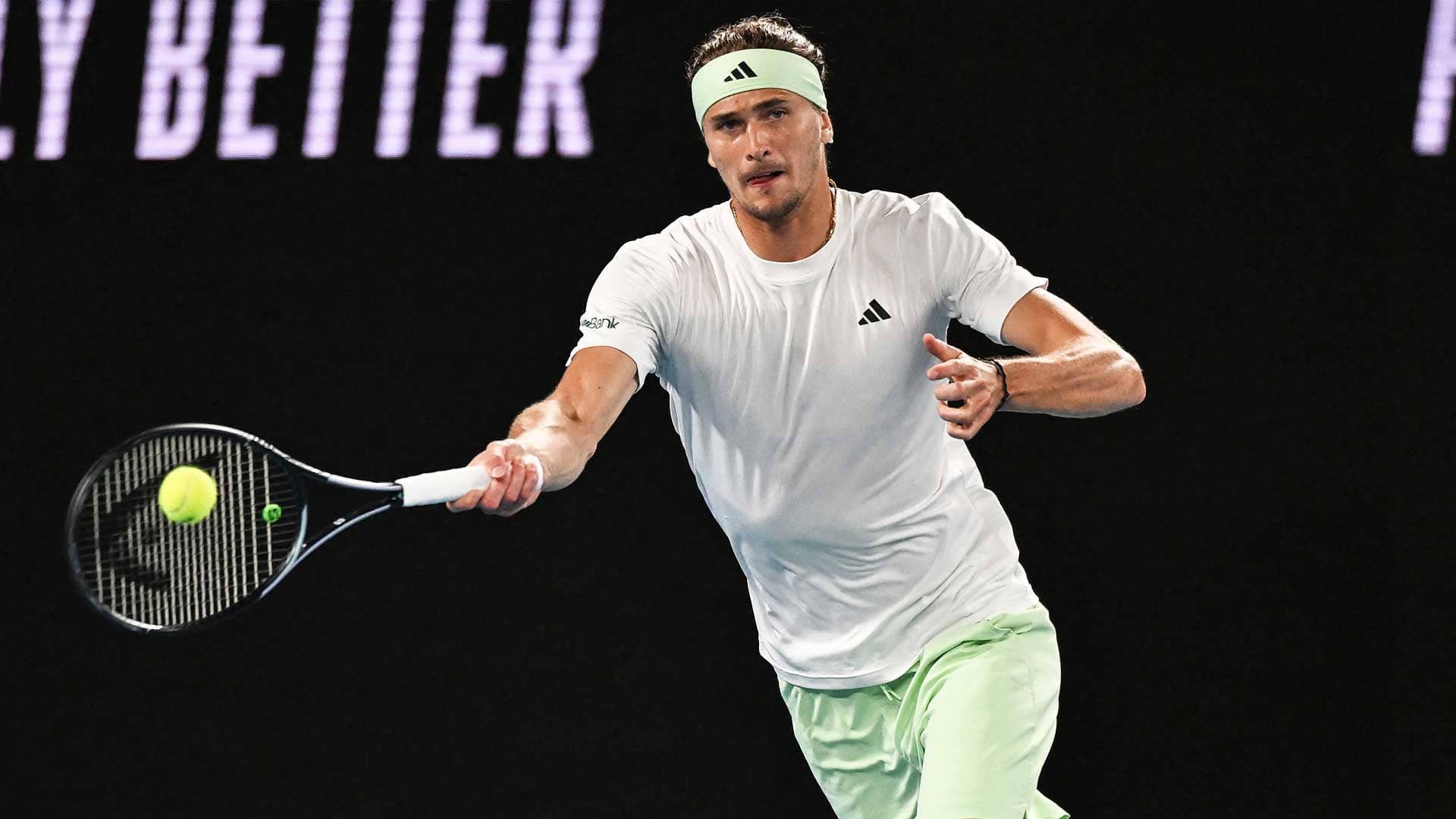 Alexander Zverev in quarter-final action against Carlos Alcaraz on Wednesday at the Australian Open