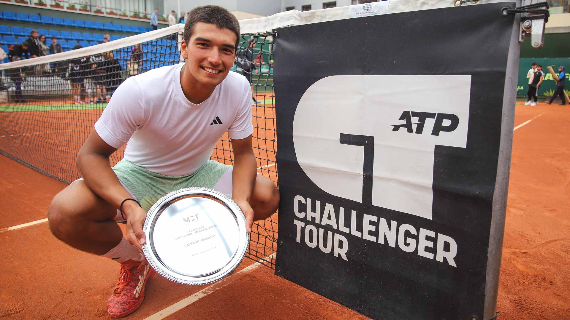 <a href='https://edx.atptour.com/en/players/henrique-rocha/r0go/overview'>Henrique Rocha</a> is crowned champion at the Murcia Challenger.