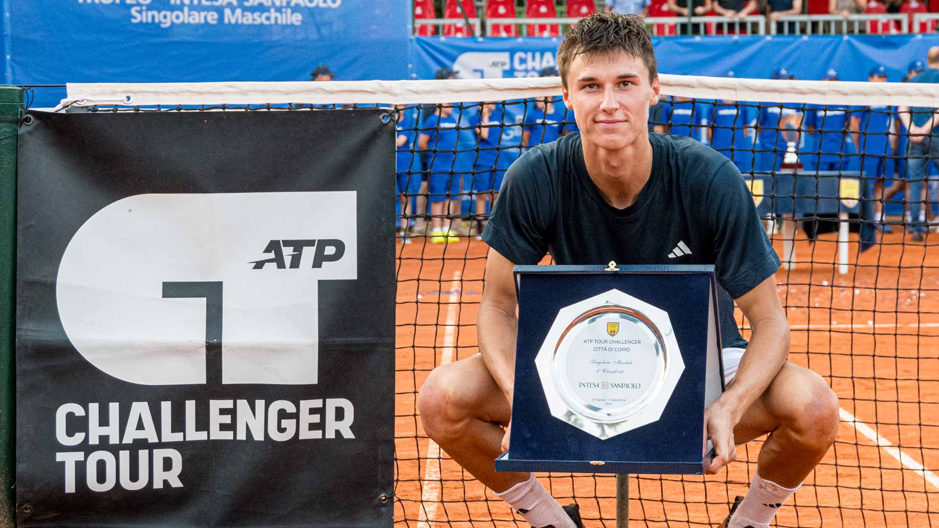 Gabriel Debru is crowned champion at the ATP Challenger Tour 75 event in Como, Italy.