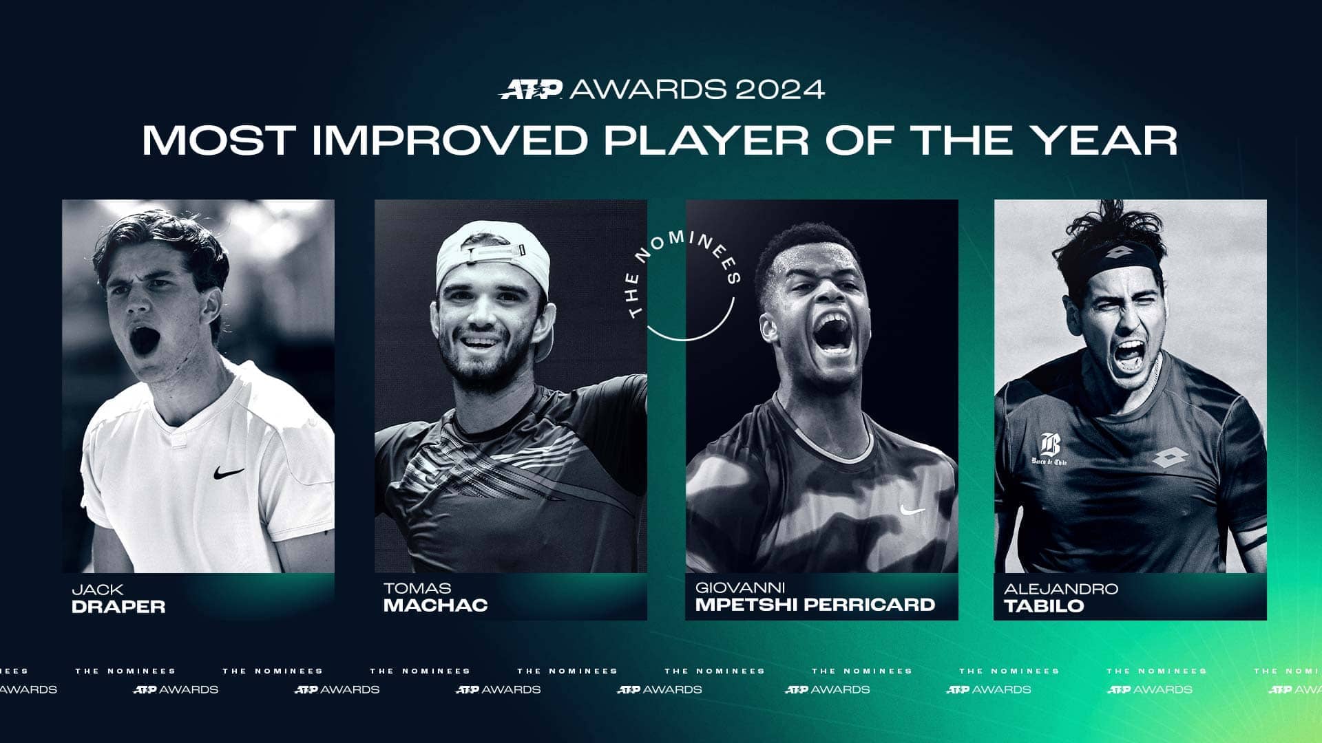 Draper, Machac, Mpetshi Perricard, Tabilo up for Most Improved in 2024 ATP Awards